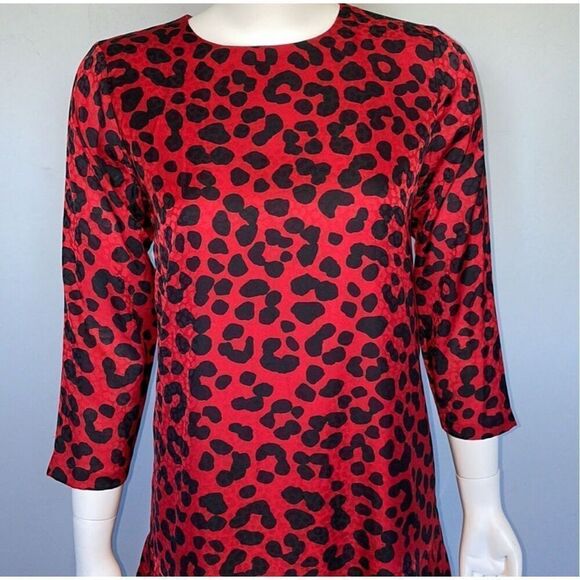 NWT $149 Ann Taylor Women's Size 6 Cheetah Print Pleated Shift Dress - Picture 3 of 9